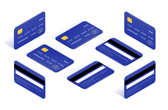 Credit card isometric icons big set