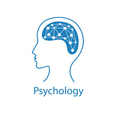 Logo psychologist, psychotherapist, psychotherapy with head profile. Designs concept. Vector