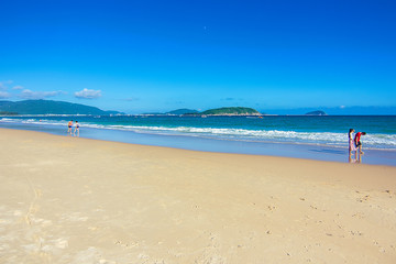Exotic beach in Sanya on the tropical island of Hainan, South China sea, Asia