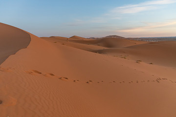 Fototapeta na wymiar Dunes of the Sahara desert. Erg Chebbi Merzouga Morocco