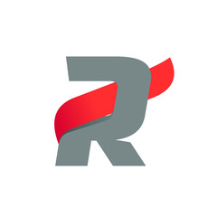 R letter logo with fast speed red wing.