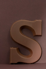 Chocolate letter S. Symbol of Dutch feast called Sinterklaas.