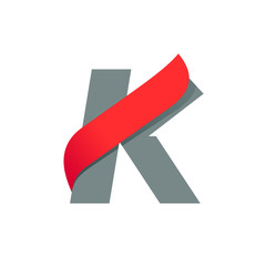 K letter logo with fast speed red wing.