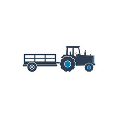 Tractor with Trailer Icon. Flat Style vector EPS.