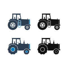 Farming Tractor Icon Set. Flat Style vector EPS.