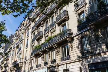 Fototapeta na wymiar Neo-Renaissance architecture of Rue de Grenelle, Paris