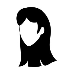 avatar woman with long hair icon, flat design