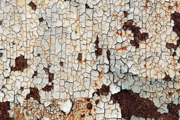 Texture of old peeling paint. Vintage rusty grunge background.