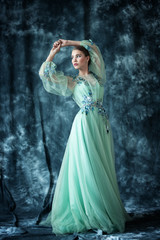 Fototapeta premium turquoise long dress