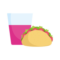 taco with drink food tradition mexico icon