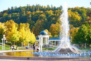 Marianske Lazne/Czech Republic - October 14 2019: Autumn images from spa area of Marianske Lazne...