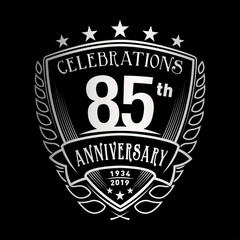 85th shield anniversary logo. 85th years logo. Vector and illustration.