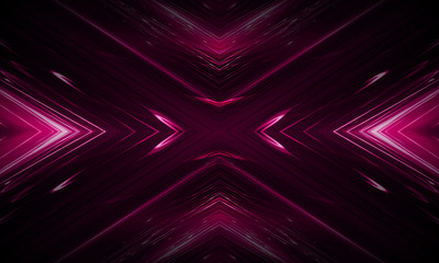 Dark abstract futuristic background. Neon lines, glow. Neon lines, shapes. Pink glow