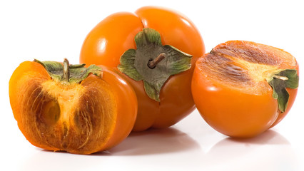 isolated image of ripe persimmon close-up