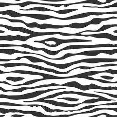 Abstract seamless pattern with linear waves. Endless stylish texture. Black and white background. 