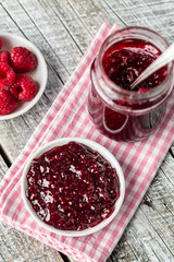Raspberries and raspberry jam.