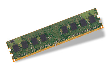 computer RAM, system memory, main memory, random access memory, internal memory, onboard, computer detail, close-up, high resolution, isolated on white background