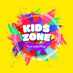 Kids zone colorful banner. Vector illustration.