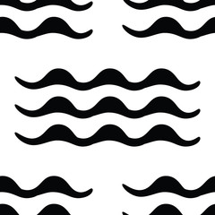 Wave seamless vector pattern or monochrome modern background