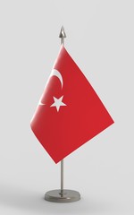 Turkey table flag on a gray background