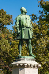 Budapest, Hungary - October 01, 2019: A statue monument of Hungarian architect Alpar Ignac located in City Park, Budapest.