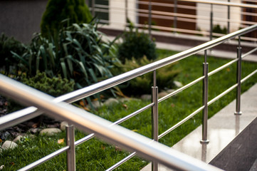 Stainless steel metal railings outdoor modern buildings
