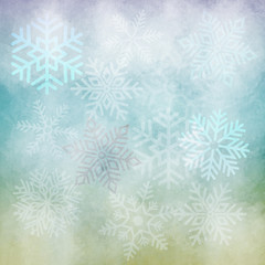 blue gradient watercolor background with snowflakes