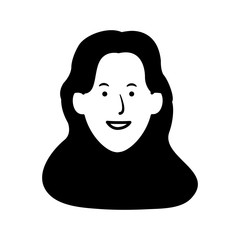 Cartoon happy woman face icon, flat design