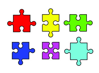 Fototapeta premium colored puzzle pieces, abstract symbol icon isolated on a white background