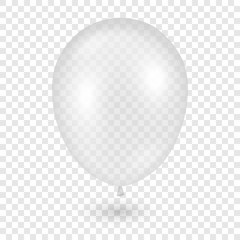 Vector 3d Realistic Transparent Balloon Icon Closeup Isolated on Transparent Background. Design Template of Helium Balloon for Mockup. Anniversary, Birthday Party. Front View