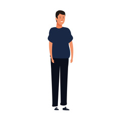 cartoon fat man standing icon