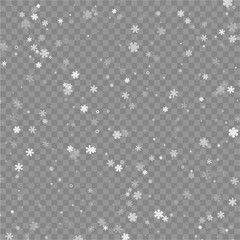 Winter transparent backdrop with snowflakes for seasonal, Christmas and New Year decoration.