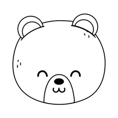 cute polar bear head on white background thick line
