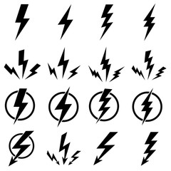Lightning set icon, logo isolated on white background