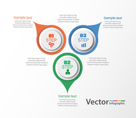 Abstract infographics template with three steps and options. Can be used for workflow layout, diagram, business step options, banner, web design. Vector  eps 10 