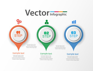 Abstract infographics template with three steps and options. Can be used for workflow layout, diagram, business step options, banner, web design. Vector  eps 10 