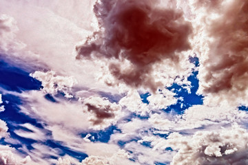 fluffy white cloud in blue sky. Oil Paint filter