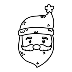 santa claus face character merry christmas thick line