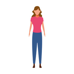 avatar woman standing icon, flat design