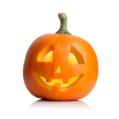 Halloween glowing Pumpkin isolated on white background