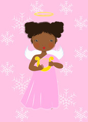 Christmas Baby Angel Cupid Cherub with harp