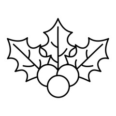 holly berry decoration celebration merry christmas thick line
