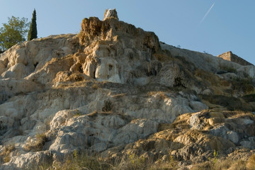 Bagno Vignoni hot spring of thermal water baths in Tuscany, Italy.