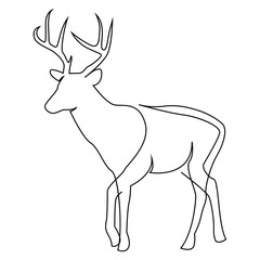 One line design silhouette of deer. Hand drawn single continuous line minimalism style vector illustration