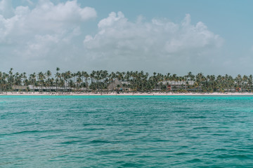 Dominican Republic tropical beach resort. Seashore. Sea view