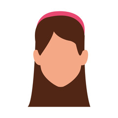 avatar woman with long hair icon, flat design
