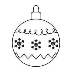 white background with ball snowflakes merry christmas thick line