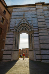 Gate to Siena Cathedral Santa Maria Assunta (Duomo di Siena) in Siena, Tuscany