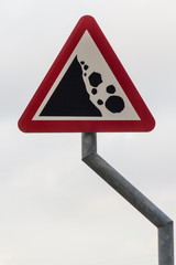 UK road warning sign  Falling or fallen rocks