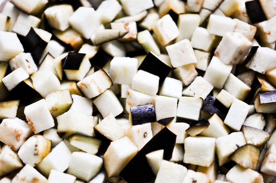 background of eggplant cubes